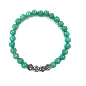 Shop Green Turquoise & Gunmetal Pave Balls Bracelet